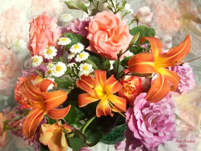 lilies and roses
