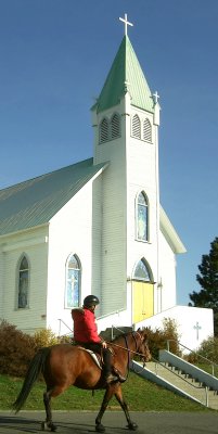 Passing the church in Roslyn