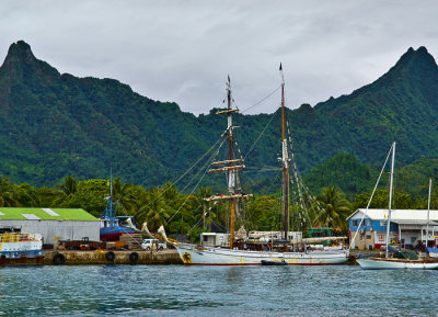 Scooner in Rarotonga harbor.