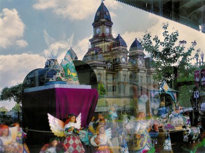 Court House reflection with dolls