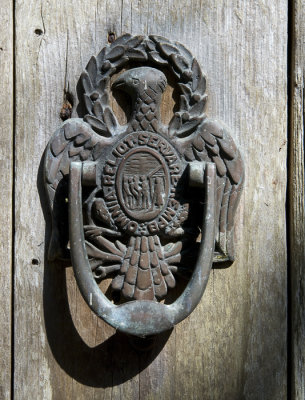 Door knocker on corn crib door