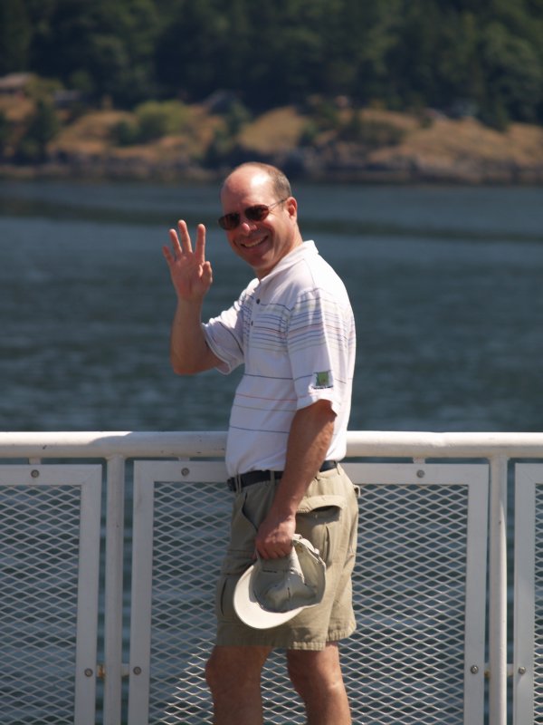 Howard enjoys the scenery on the deck of the ferry