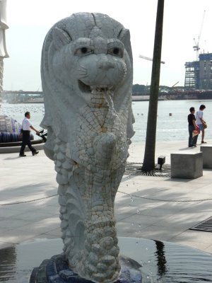 There are 5 Merlion statues in all in Singapore. This baby Merlion stands behind the main one on the Singapore River.