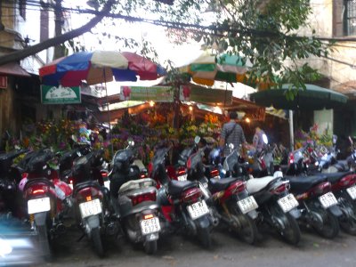 We passed by these parked motorbikes at the end of the cyclo ride.  I never saw as many motorbikes as there are in Hanoi!