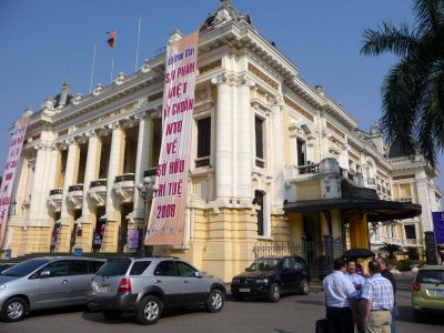 View of the French-colonial style Hanoi Opera House, which was built by the French between 1901 and 1911.