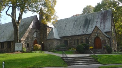 Steps leading to the main entrance of the church.