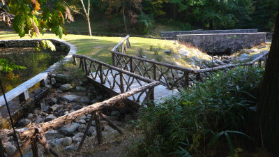 The rustic bridge at Sunnyside. The bridge and landscaping reflected Irvings romantic view of life.