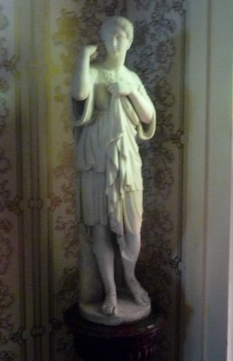 Another sculpture in the front hallway acquired by Adelicia in Europe is of the goddess, Adalanta.