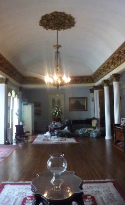 The original architect, Adolphus Heiman, who built the house, added this barrel-vaulted ceiling room for entertaining.