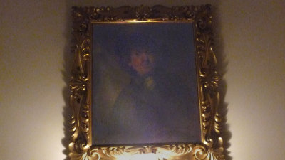 Painting in the Formal Dining Room is a copy of a youthful self-portrait by Rembrandt. Much of Adelicia's art  were copies.