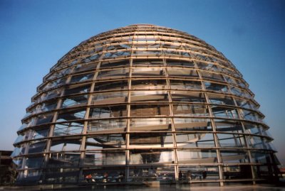 The modern, metal and glass Reichstag dome was designed Foster and Partners in 1992.