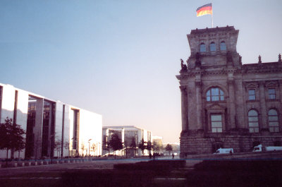 View of The Federal Chancellery which is adjacent to the Reichstag.
