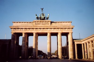 The Brandenburg Gate (1788-1791) is a city gate and triumphal arch modelled on the entrance to the Acropolis.