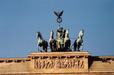 The Quadriga sculpture that crowns the gate was built in 1793 as a symbol of peace.