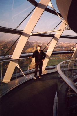 Me standing in front of a window in the Reichstag dome.