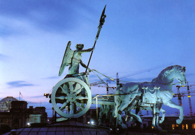 The the Quadriga sculpture.  After returning from Waterloo, it changed from a symbol of peace to a symbol of victory.