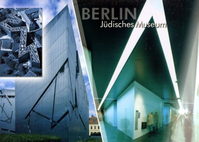 A postcard of the Jewish Museum designed by Daniel Libeskind in 1998 and opened in 2001.