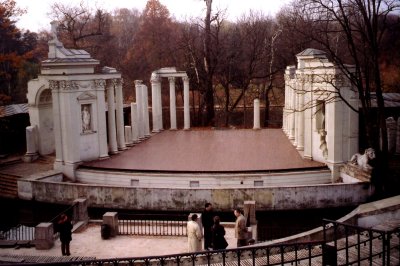 Amphitheatre in Royal Lazienki Park. It was destroyed during WWII and rebuilt afterwards.