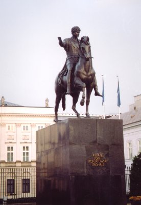 Statue of Prince Jozef Poniatowski (a Polish military hero) in front of the Viceroy's Palace.