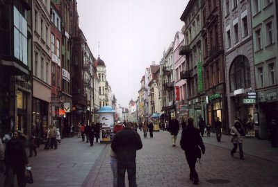 Main shopping street in Old Town in Torun.