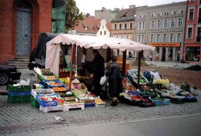 Fruit and vegetable stand in Old Town in Torun.