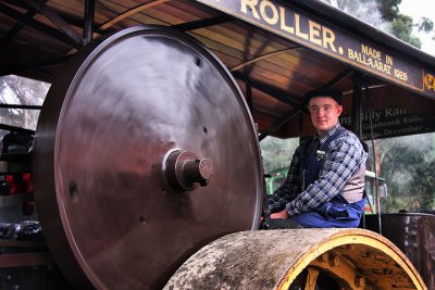 Steamroller driver