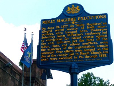 Molly Maguire Sign - Pottsville Prison Museum