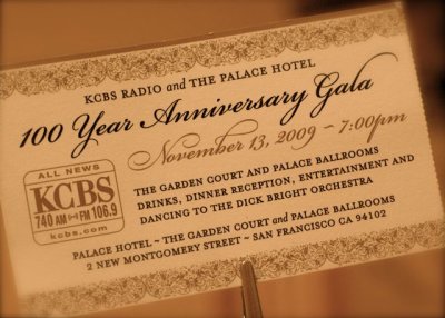 KCBS Radio and the Palace Hotel 100 Year Anniversary Gala 11-13-09