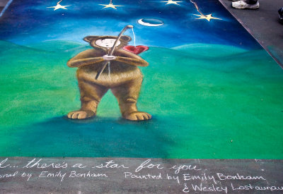 And...there's a star for you, Original by Emily Bonham, Street Painting by Emily Bonham & Wesley Lostaunau, Sponsor Villa Santa Barbara.