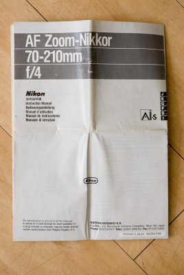 AF Zoom-Nikkor 70-210mm F/4 Manual