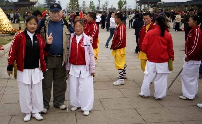 Two neophytes supporting aging  tourist