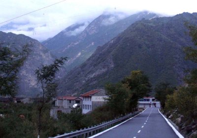 Highway and distant peak