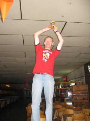 Fergal on a table at 10:30am (after club!)