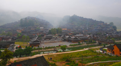 Morning Mist in Xijiang Miao Village