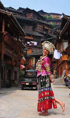 Xijiang Miao village - Ivy in a Miao rental costume (she is 1/4 Miao)