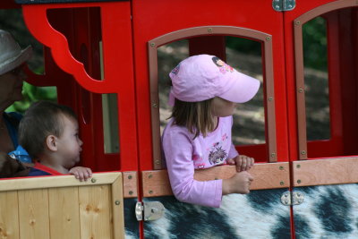 Kids on the zoo train