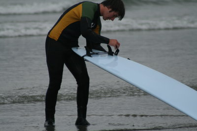 Readying his board