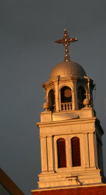 Evening glow on the church steeple