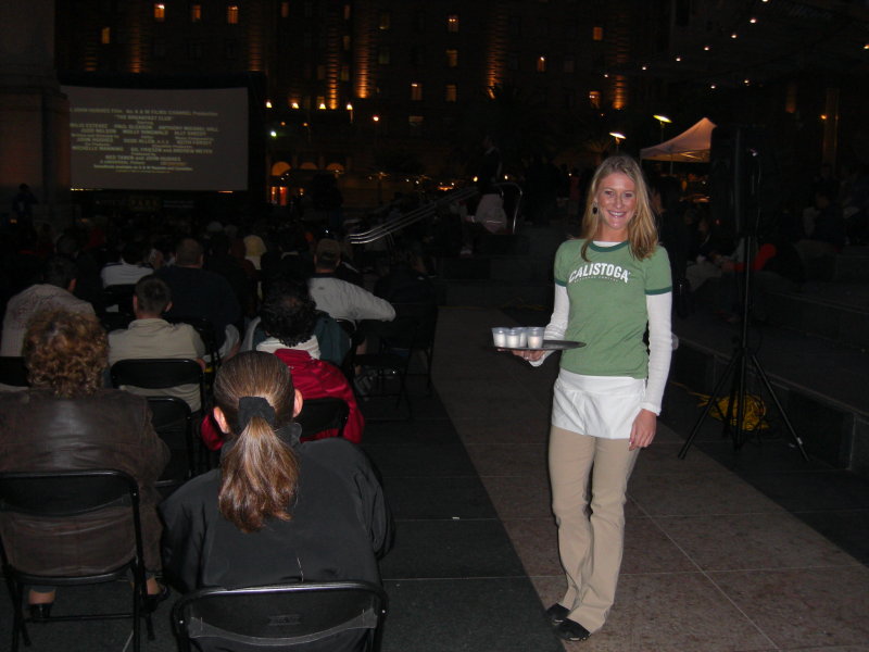 Free drinks are served during the free movie!  Direct Flash; I should have used red eye reduction.  Focused in dead of night!