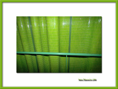 Green ceramic wall and handrail, Paris