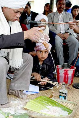 Rice wine is poured over the rice flour