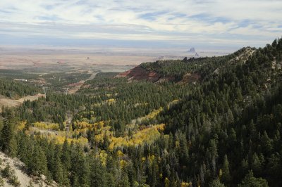 Ship Rock from a viewpoint on the Chuska Mountains