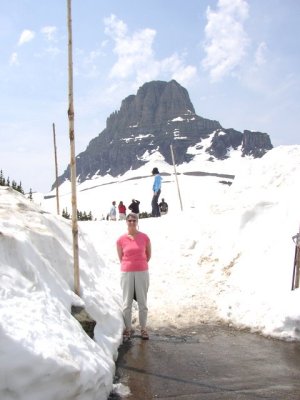 P1010049 Christie in snow on Logan Pass.JPG