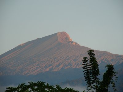 Rinjani looming from the village