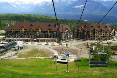 View of Kicking Horse lodge from chair lift