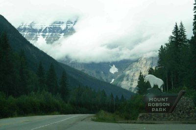 Mount Robson in the clouds