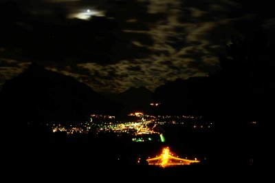 Banff at night with full moon