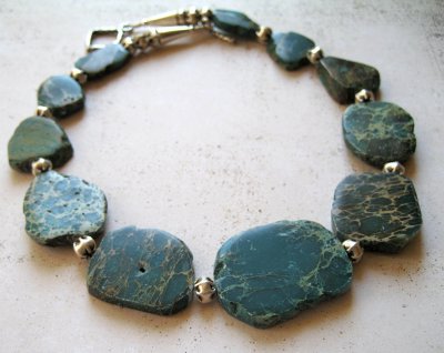 African turquoise (jasper) and Thai silver necklace