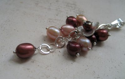 freshwater pearls and sterling silver pendant
