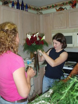 Making the Bride's bouquet